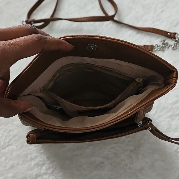 Nine West Crossbody Purse Convertible Wristlet Bag Brown Detachable Strap - Picture 9 of 12